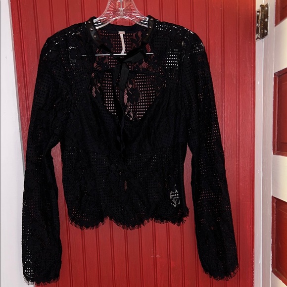 Free People Black Lace Blouse - Picture 4 of 8